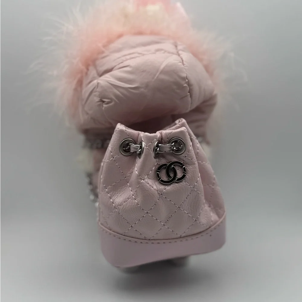 Labubu Pink Mini Bag with Charm and quilted backpack - Picture 5 of 5